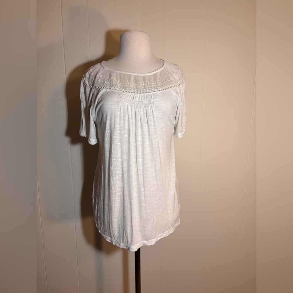 Lucky Brand White Textured Blouse
